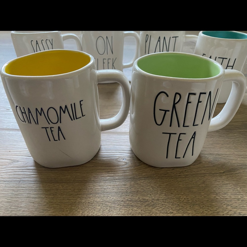 Rae Dunn Camomile Tea and Green Tea Mugs
